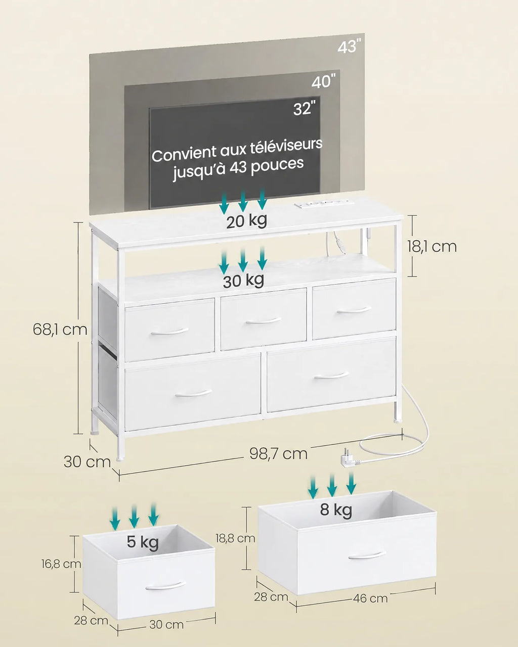 Commode avec éclairage LED