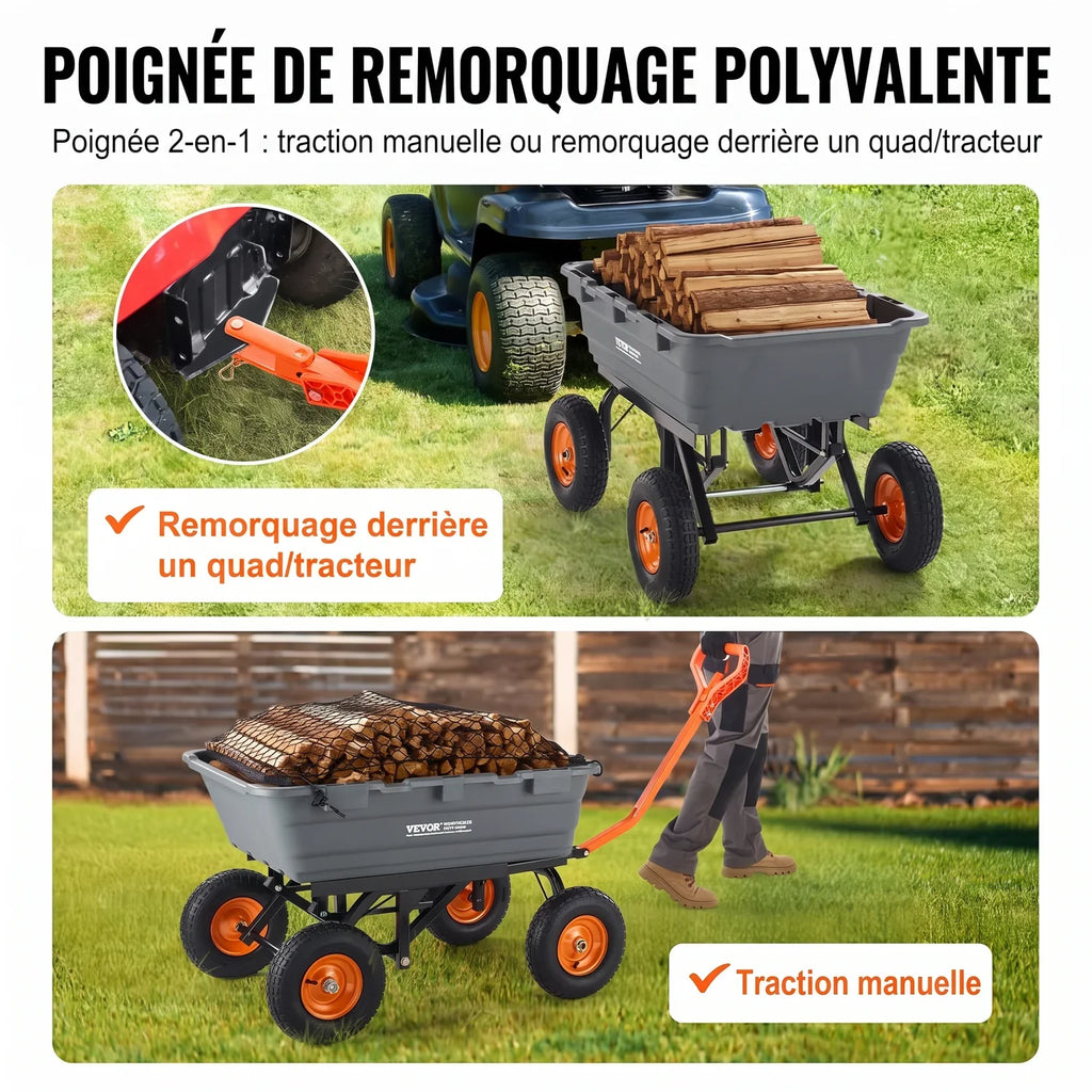 Chariot à Benne basculante - Capacité de Charge 680 kg