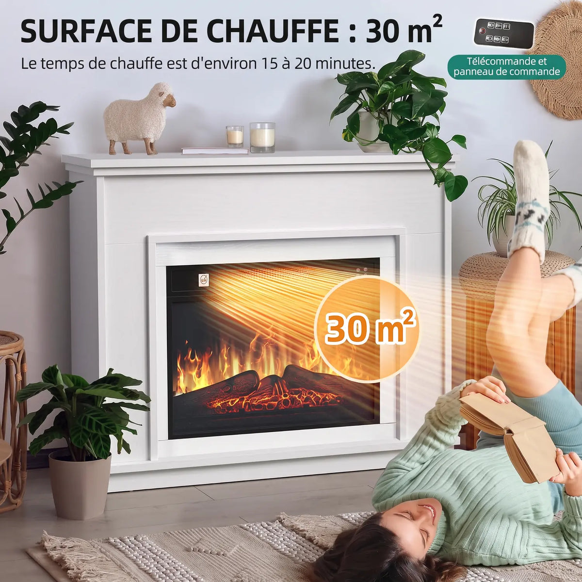 Cheminée Electrique Effet Flamme 3D Réaliste