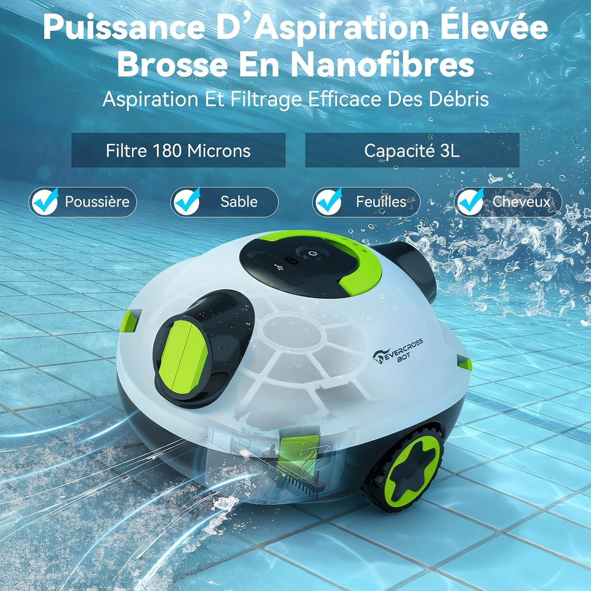 Robot Piscine sans Fil pour Le Nettoyage des Sols