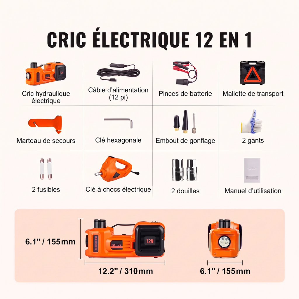 Cric Hydraulique Électrique 5T 12V